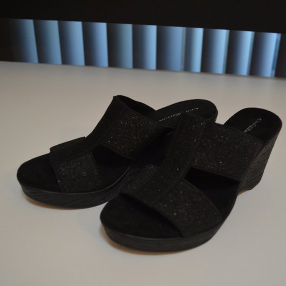 CROFT & Barrow(R) withOrtholite(R) Open Heel 3.5 Black Lurex Elastane Platfrom 6 - Picture 4 of 6